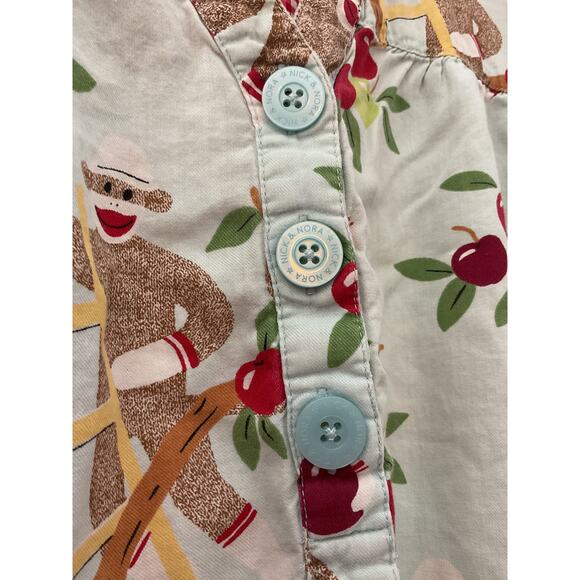Nick & Nora Sock Monkey & Apple Picking Theme Small Sleep Shirt - Picture 5 of 7